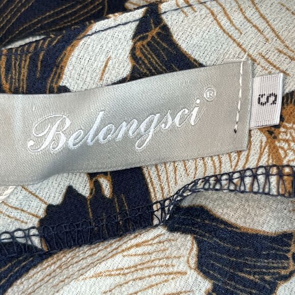 BELONGSCI Sleeveless Shoulder V-Neck Wide Leg Jumpsuit w Belt and Pockets Sz S - Picture 10 of 14